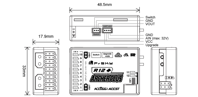 FrSky ARCHER PLUS R12+ ACCESS / ACCST 12 CH SBUS (copia)