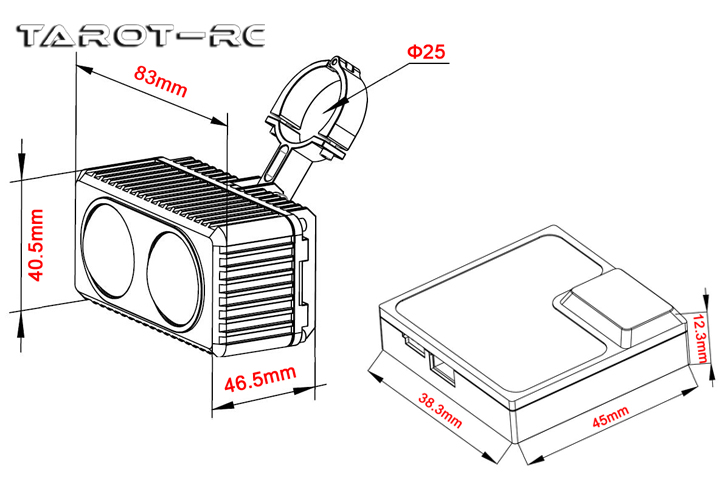 Tarot DUAL LED de 50W 8000Lux para Dron con Control PWM-10981