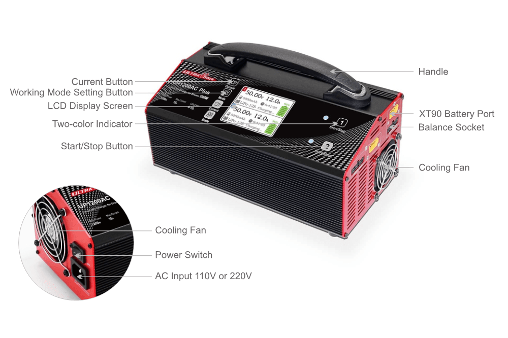 ULTRA POWER UP1200AC Plus Dual 25A 1200W 6-12S Lipo/LiHV-10936