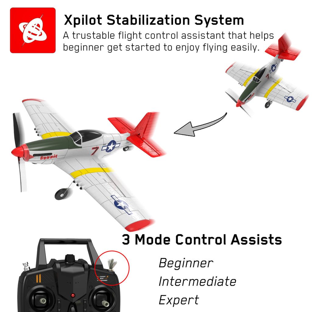 VOLANTEXRC P51D Mustang 4Ch RC con estabilizador Xpilot RTF-10140