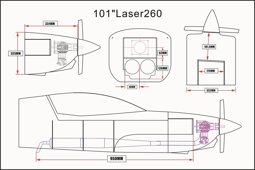 Skywing Laser 260 V2 101" 2565mm (Blanco - Amarillo)-9858