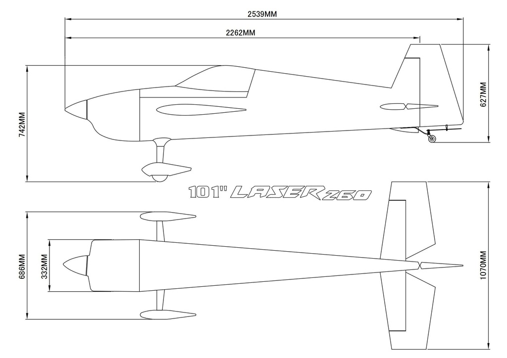 Skywing Laser 260 V2 101" 2565mm (Blanco - Amarillo)-9847