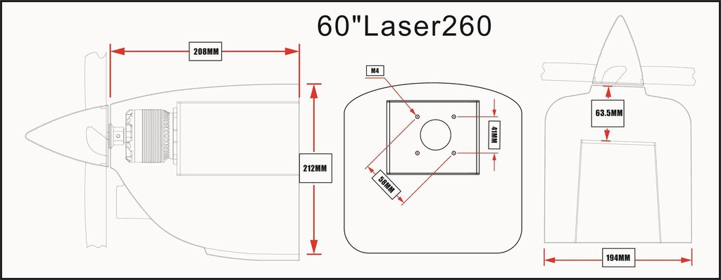 Skywing Laser 260 V2 60" 1524mm (Blanco - Rojo)-9535