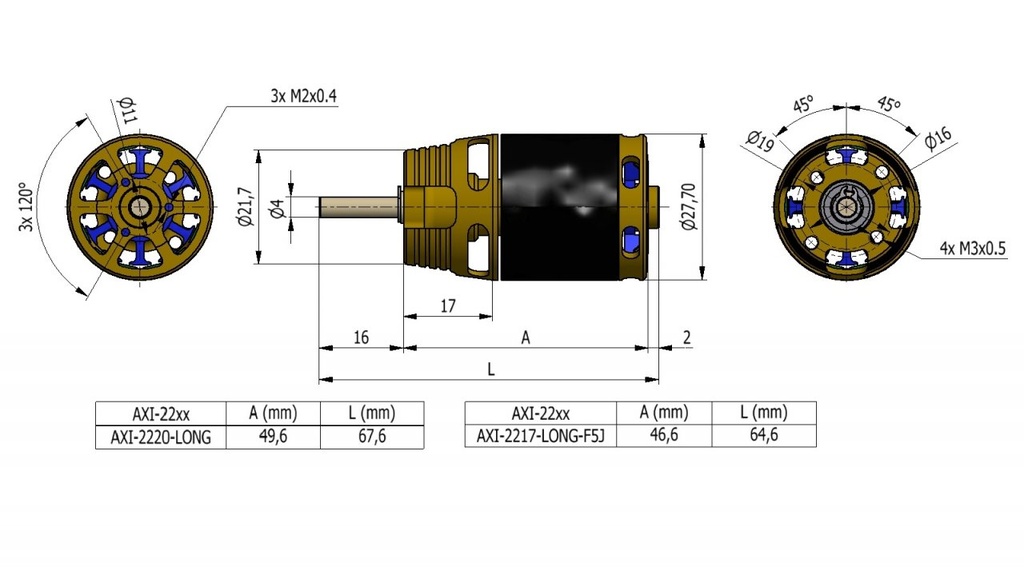 AXI 2220/16 910KV GOLD Line V2 Long-6207