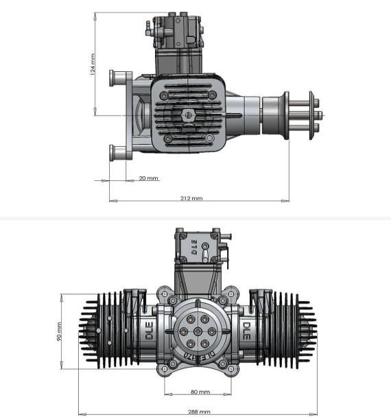 DLE 170 Twin Motor Gasolina 170CC-8323