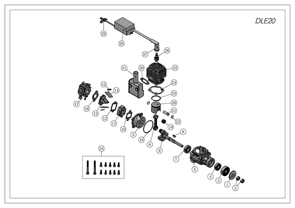 DLE 20 Motor Gasolina 20CC-7599