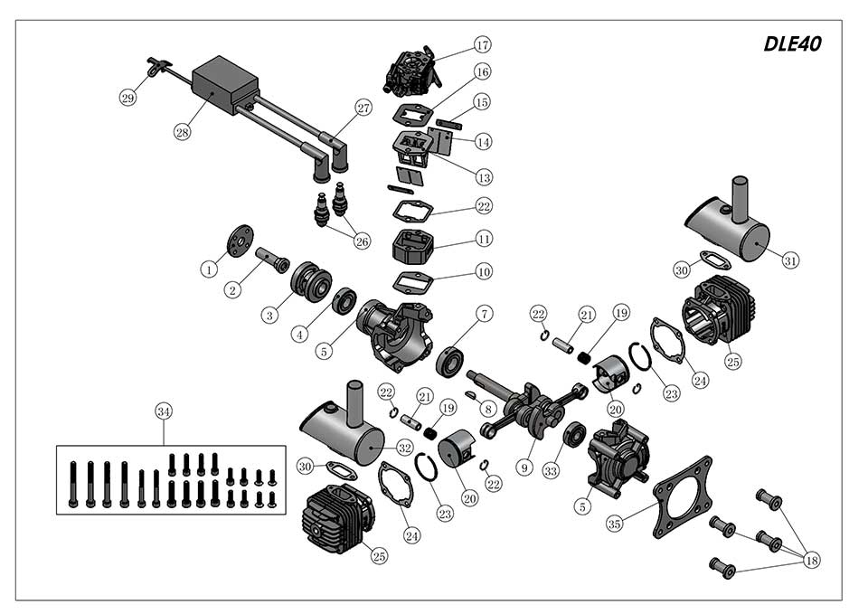 DLE 40 Twin Motor Gasolina 40CC-7710