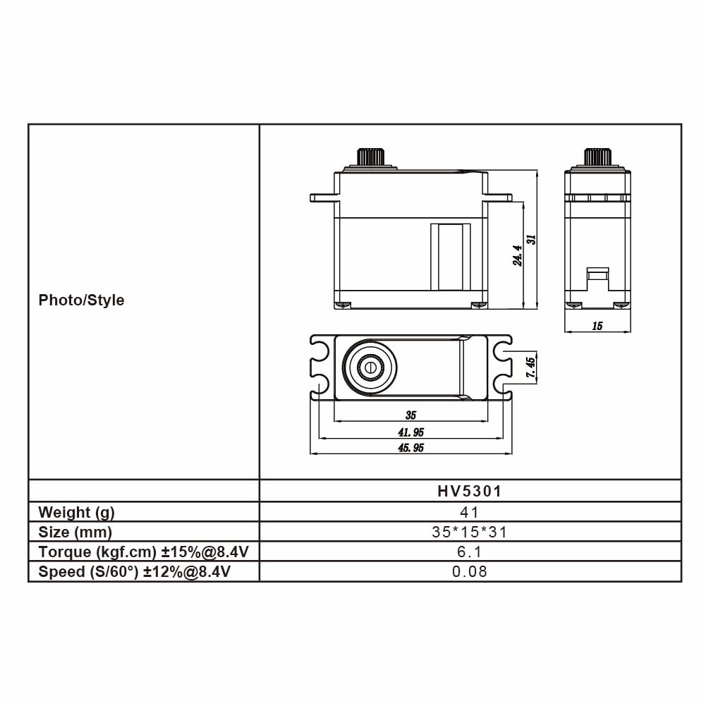 FrSky Xact HV5301 Digital Metal Coreless 15mm 41g 6.1Kg-8206