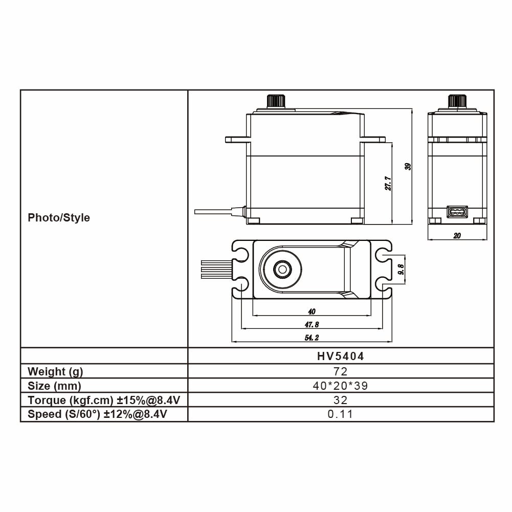 FrSky Xact HV5404 Digital Metal Coreless 20mm 72g 32Kg-8200