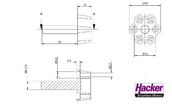 Hacker A30/A40 V4 Adaptador Hélice Trasero-6196