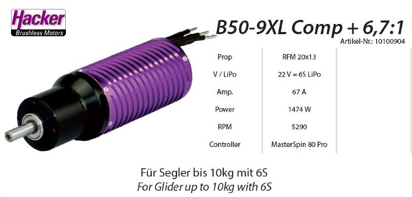 Hacker B50-9XL Competition 1820KV + 6,7:1-9013