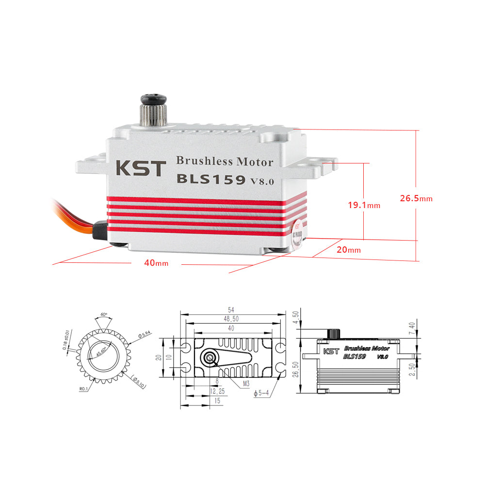 KST BLS159 V8.0 20mm 55g - Servo bajo perfil 10kg-11253