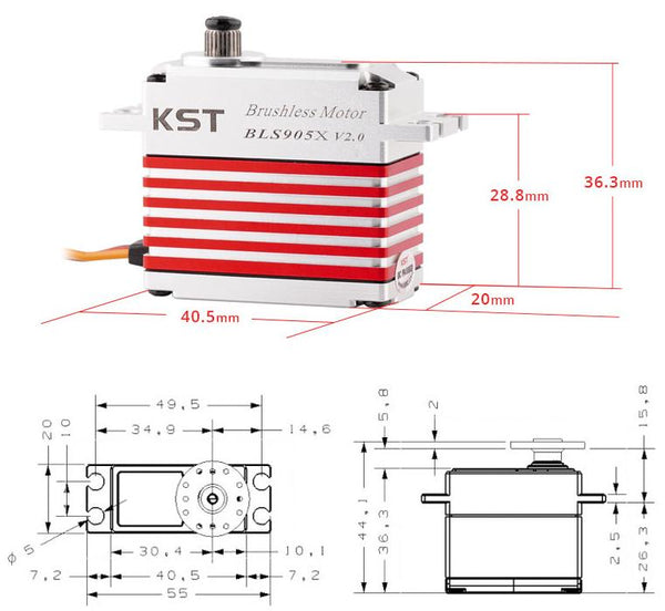 KST BLS905X V2 HV Servo 20mm 72g 8Kg-11130