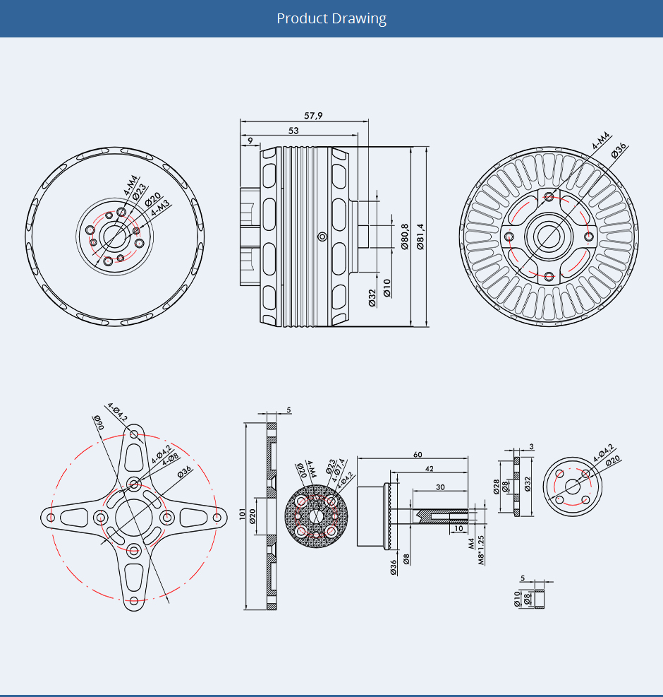 T-motor AT 7215 220KV (30-40CC)-6864