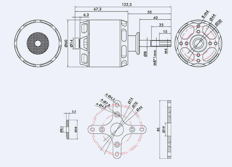 T-motor AT5030 200KV (20-25CC)-6329