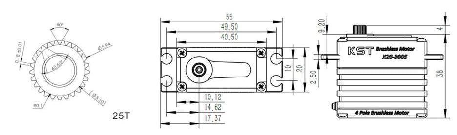 KST X20 3005 HV Servo 20mm 70g 32Kg-9401