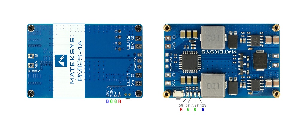 Matek PM12S-4A 3s - 12s UBEC Dual 5~12V/4A & 5V/4A  Con Interruptor Remoto