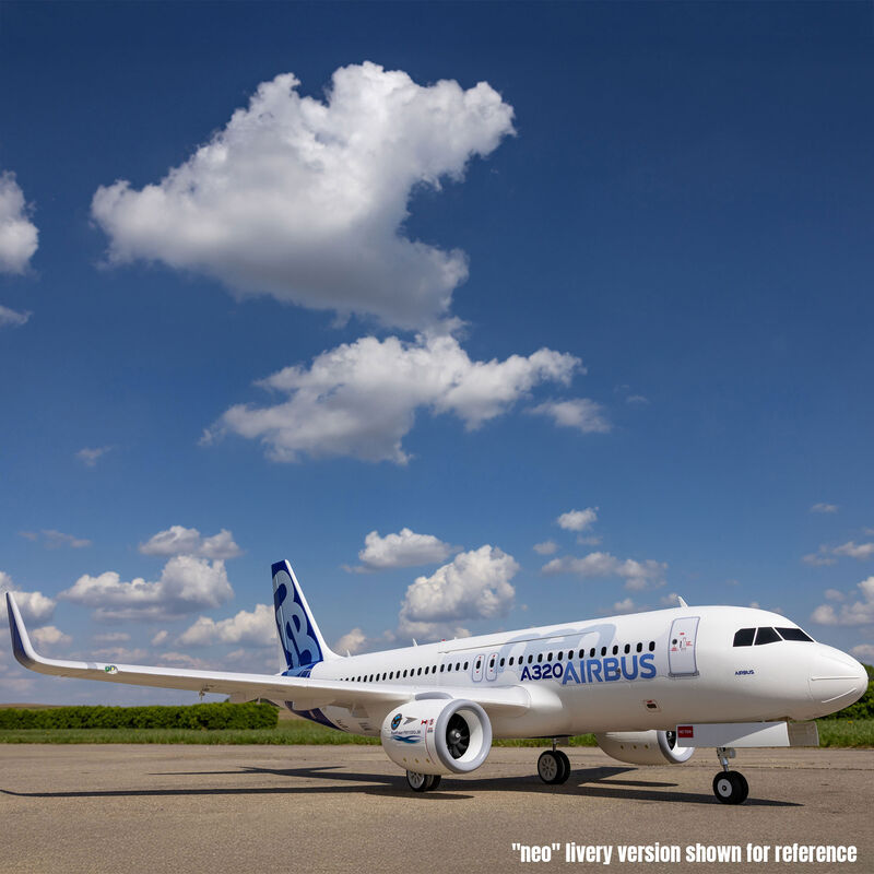 E-flite Airbus A320neo Twin 64mm EDF BNF Basic con AS3X+ y SAFE Select, Base Blanca