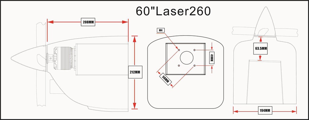 Skywing Laser 260 V2 60&quot; 1524mm (Blanco - Rojo)