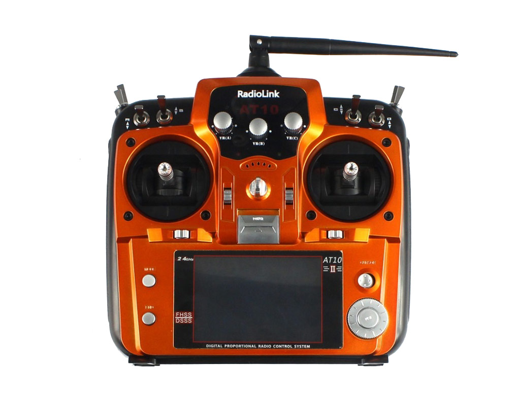 RadioLink AT10 II 2.4Ghz 12CH + R12DS + Sensor voltaje PRM-01 (Versión 2019 -4Km alcance) Naranja