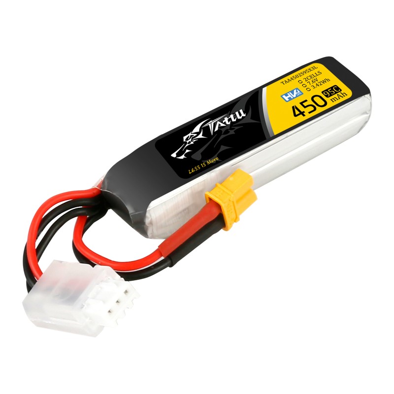 TATTU HV 450mAh 2S 7.6V 95C LiPo Battery - Long Size