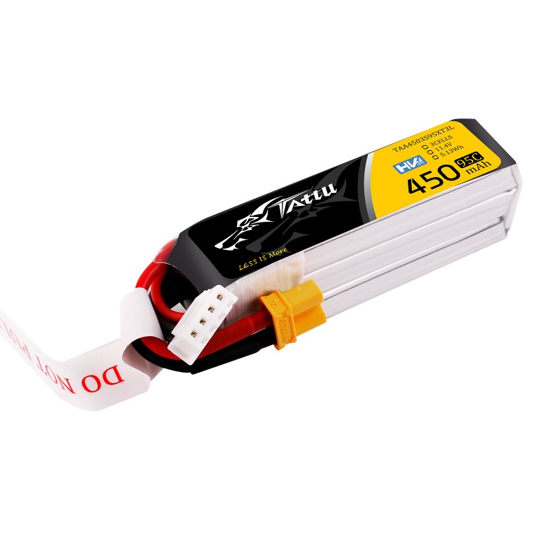 TATTU HV 450mAh 3S 11.4V 95C LiPo Battery - Long Size