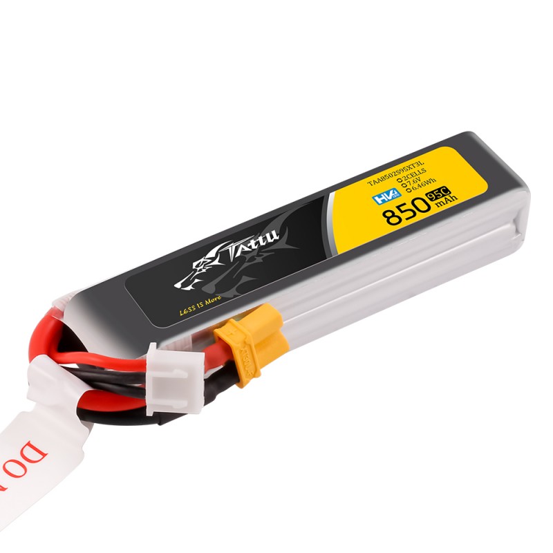 Batería LiPo TATTU HV 2s 7.6V 850mAh 95C - Alargada