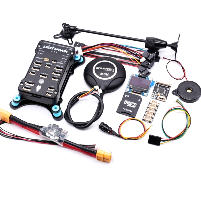 Pixhawk 2.4.8 + M8N GPS + Tarjeta SD + Zumbador + Interruptor + PPM + i2C + Amortiguación