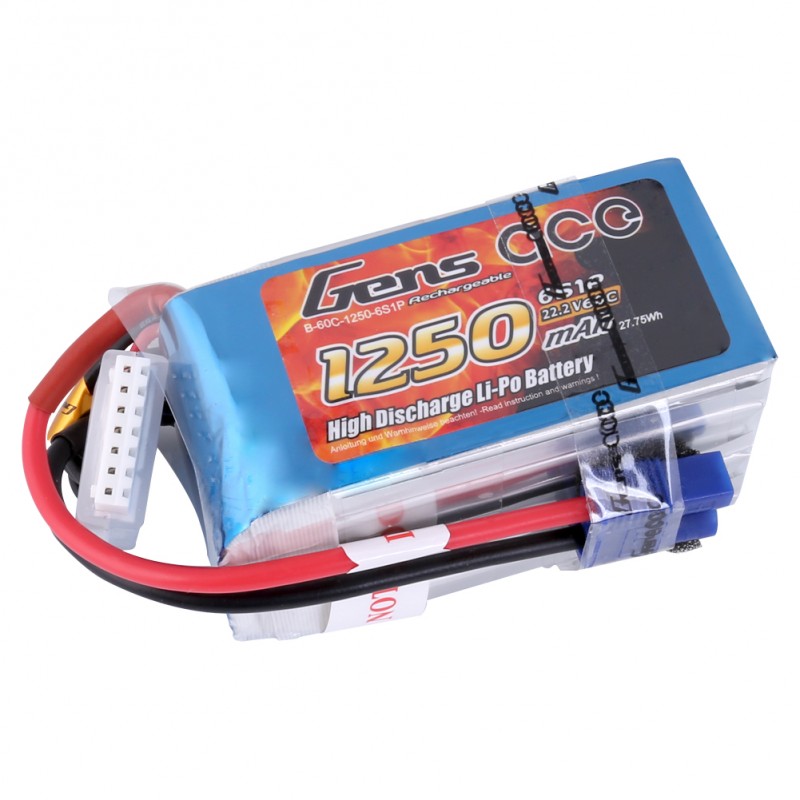 Gens Ace 1250mAh 6S 22.2V 60C  Lipo Battery