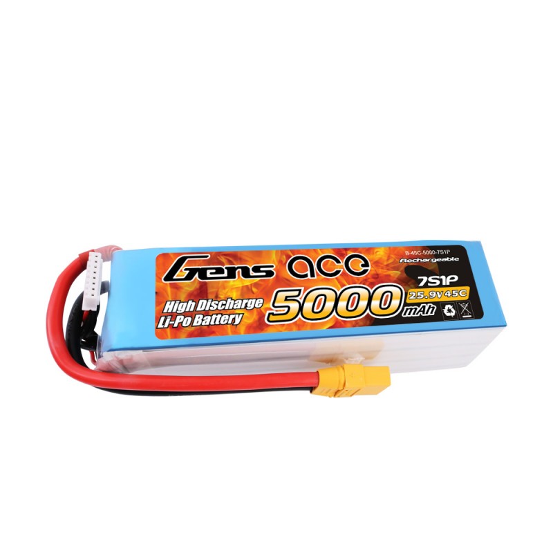 Gens Ace 5000mAh 7S 25.9V 45C Lipo Battery