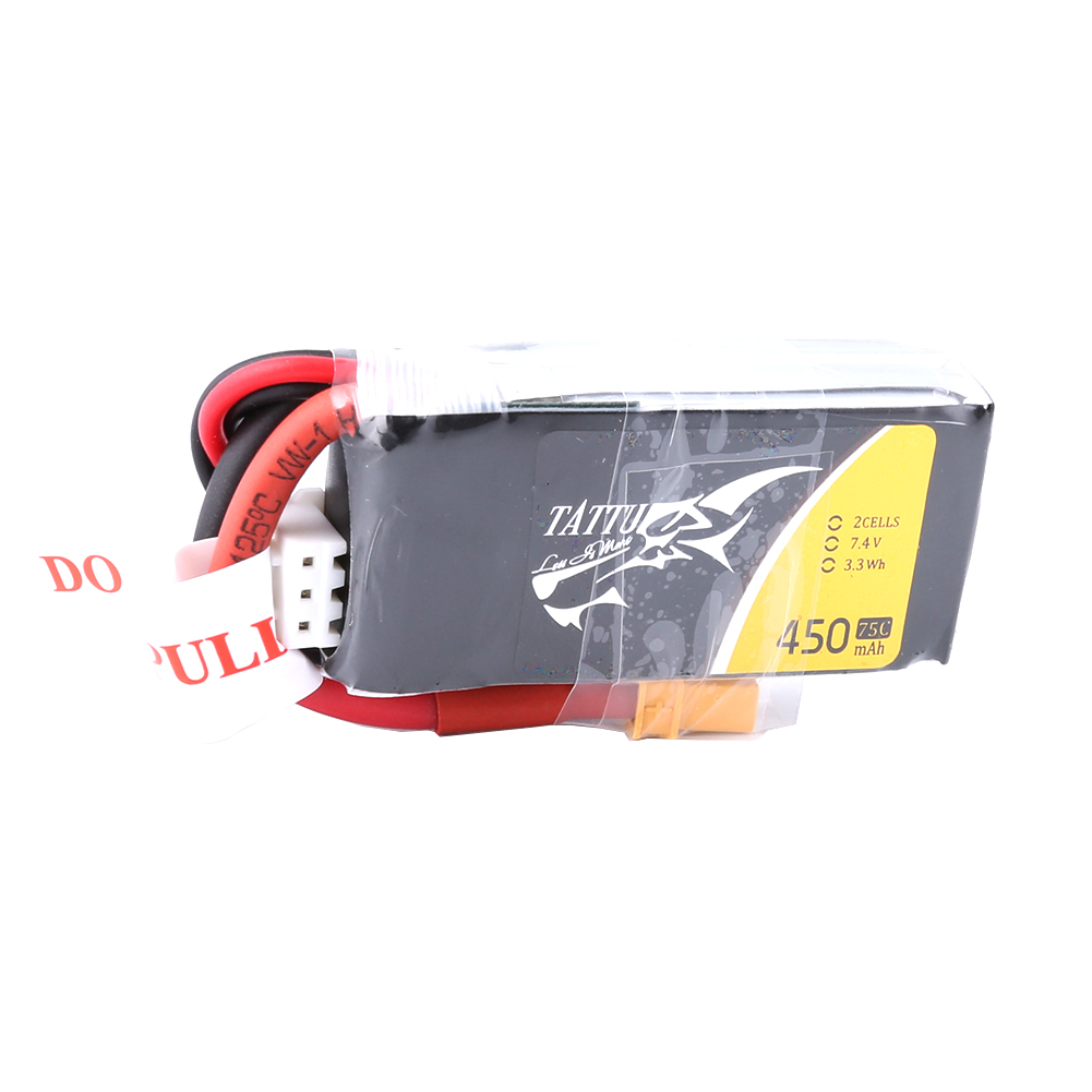 TATTU 450mAh 2S 7.4V 75C Lipo Battery