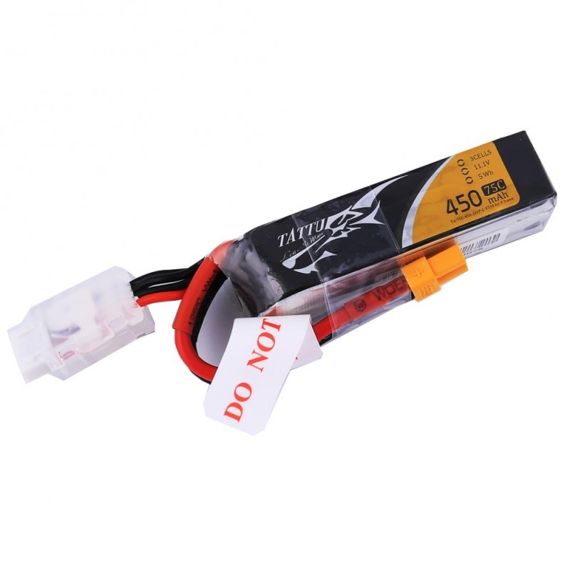 TATTU 450mAh 11.1V 75C Lipo Battery - Long size