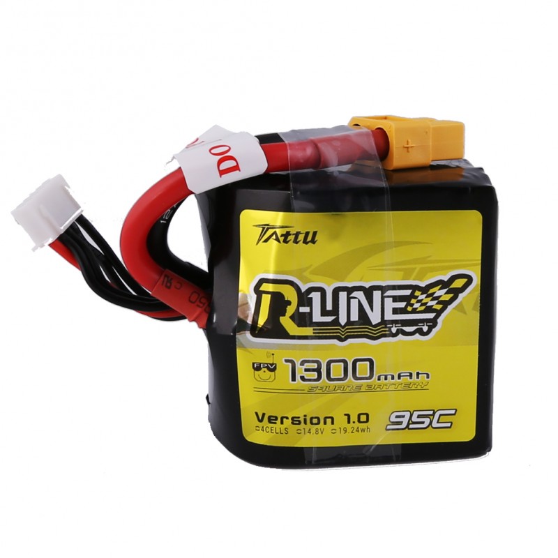 TATTU 1300mAh 14.8V 95C Square Lipo Battery - R-Line