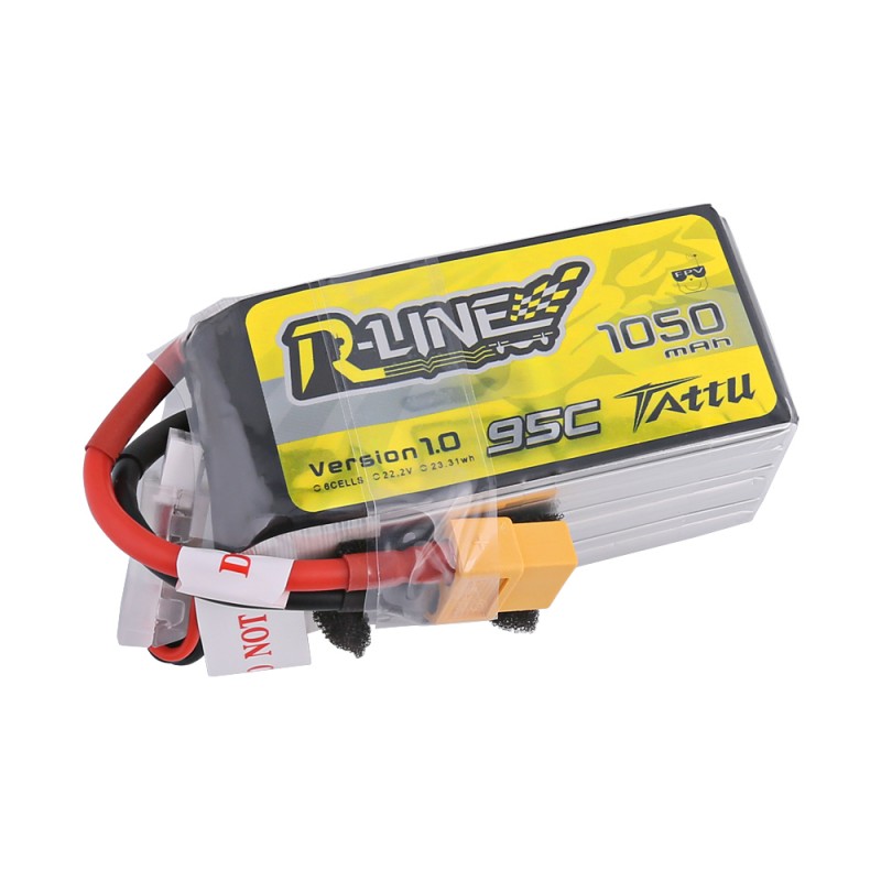 TATTU 1050mAh 22.2V 6s 95C Lipo Battery - R-Line