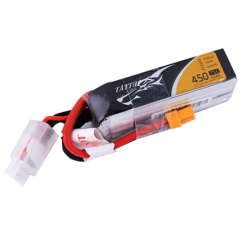 TATTU 450mAh 4S 14.8V 75C Lipo Battery - Long size