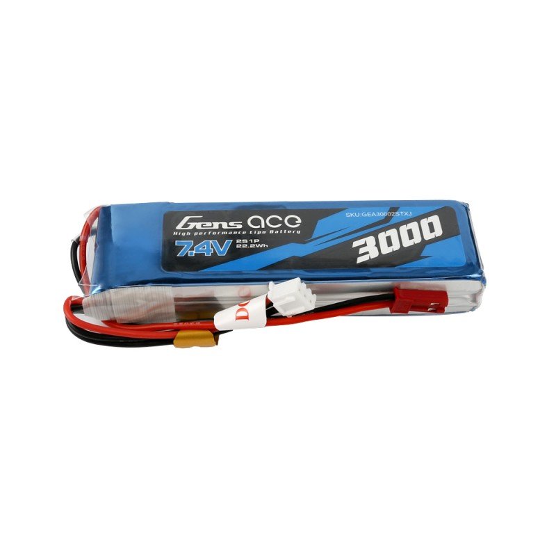 Batería LiPo Gens Ace 2s 7.4V 3000mAh 1C Emisora RC
