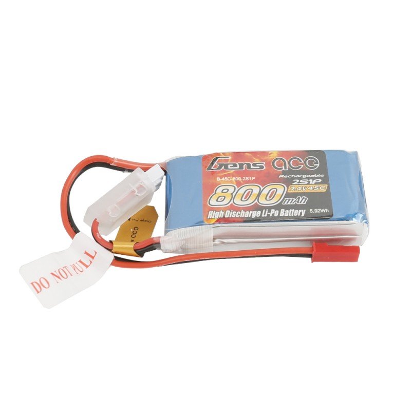 Batería LiPo Gens Ace 2s 7.4V 800mAh 45C