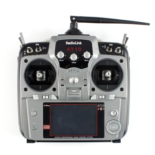 RadioLink AT10 II 2.4G 12CH Transmitter w/ R12DS  & Voltage sensor PRM-01 ( Versión 2019 - Range 4km) Grey