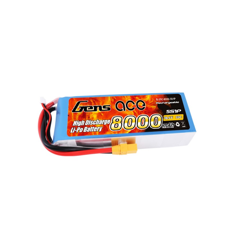 Gens Ace 8000mAh 5S 18.5V 25C Lipo Battery