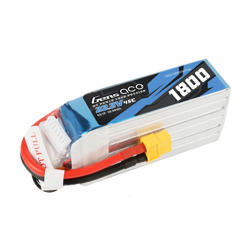 Gens Ace 1800mAh 6s 22.2V 45C Lipo Battery